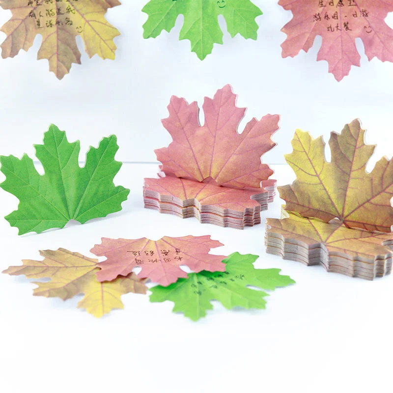 3 Piece Cute Cartoon Maple Leaves Sticky Notes Sticker Memo Pad Planner Stationery