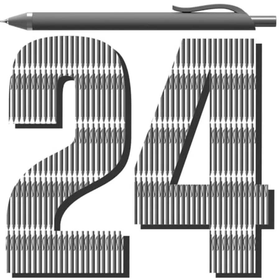 

Gel Pens Black 0.7mm - 24 Pack Retractable Quick-Drying for Journaling