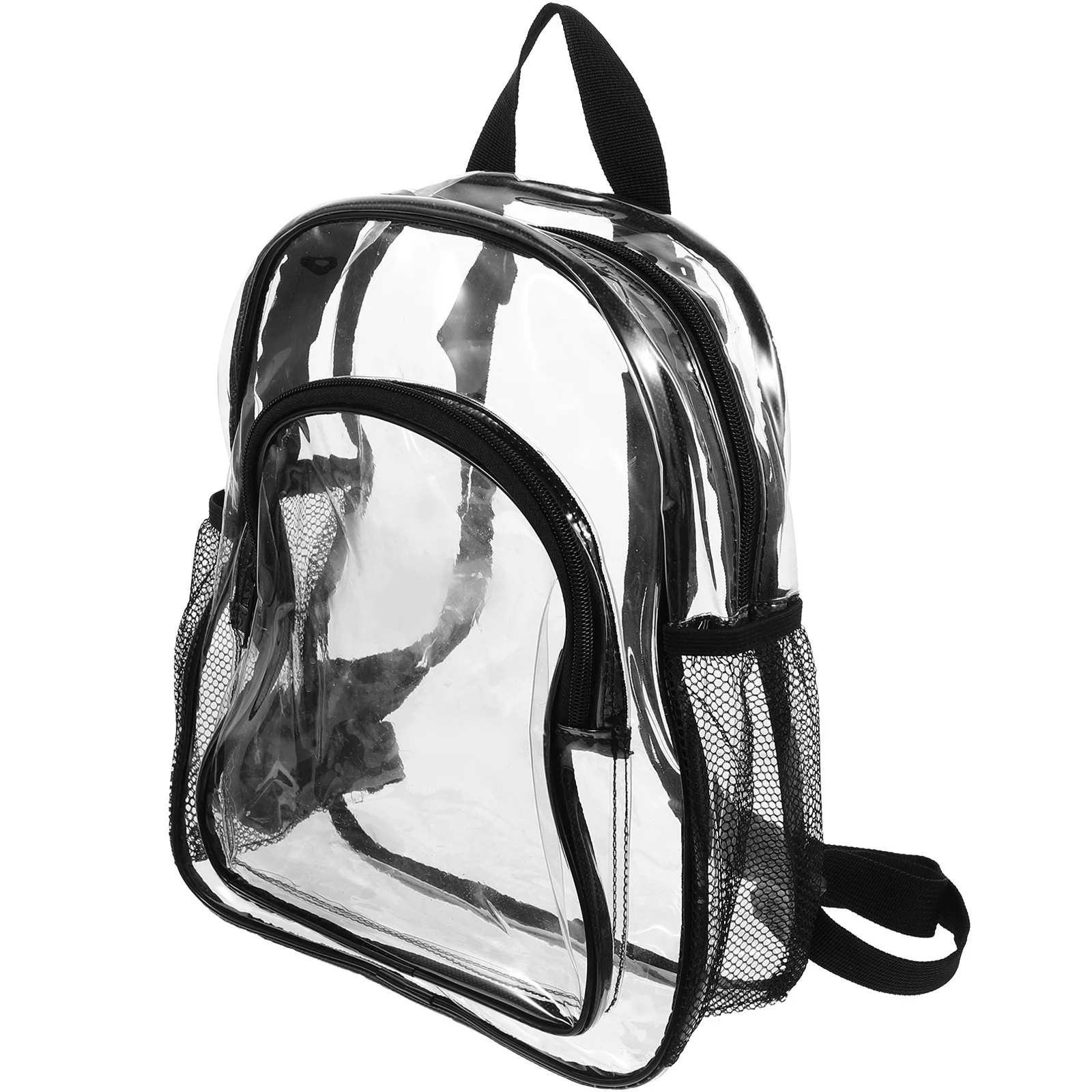Transparent Backpack Small Cute Clear Rucksack Adjustable Shoulder Strap Lightweight Durable Clear Book Bag for School Travel