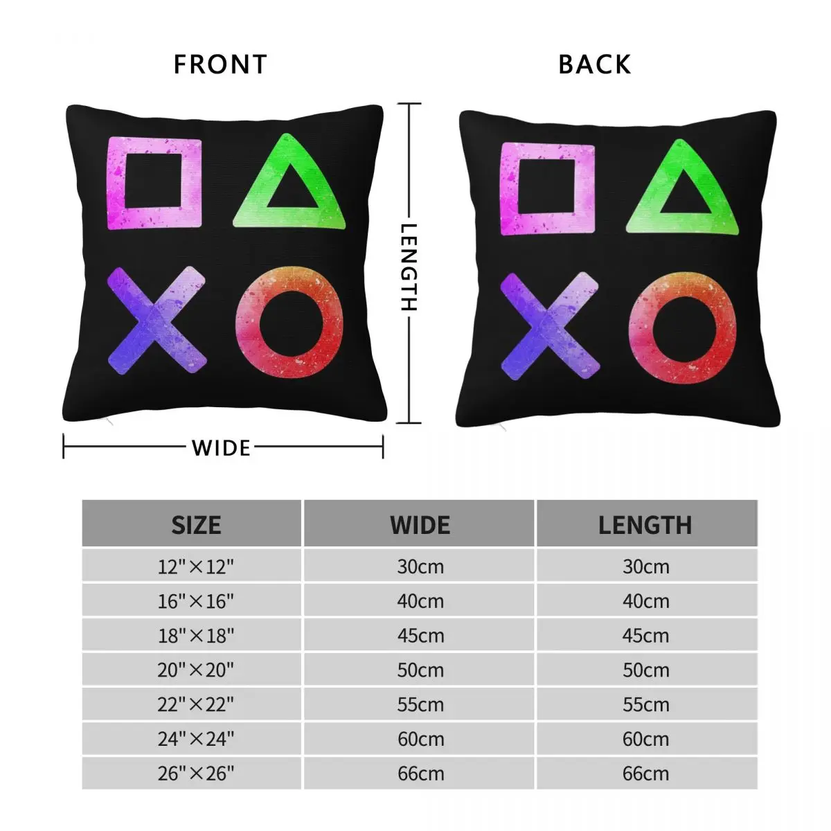 Gaming Controller Buttons Square Pillowcase Polyester Linen Velvet Printed Zip Decorative Throw Pillow Case Seater Cushion Cover
