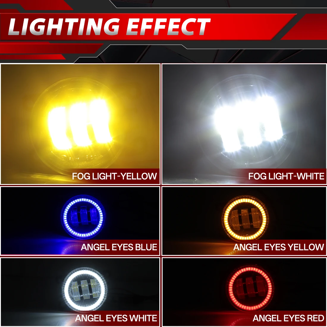 LED Angel Eye Fog Light For Ford Focus Fusion Fiesta Ranger C-Max Transit Tourneo EcoSport Edge Car DRL Fog Lamp with Lens 12V - view 3
