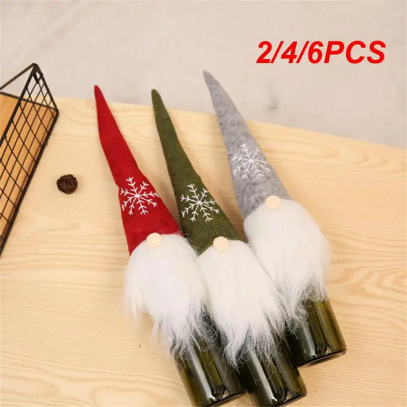 2/4/6PCS Wine Bottle Hat Creative Champagne Set Trim 3d Cutting Process Cloth Elegant Table Decor Decorative Supplies Exclusive