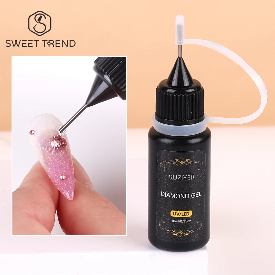 10ml Klej samoprzylepny do paznokci z kryształkami do dekoracji 3D DIY Super mocne zdobienia paznokci Kryształowe klejnoty Biżuteria Żel do uszczelniania krawędzi