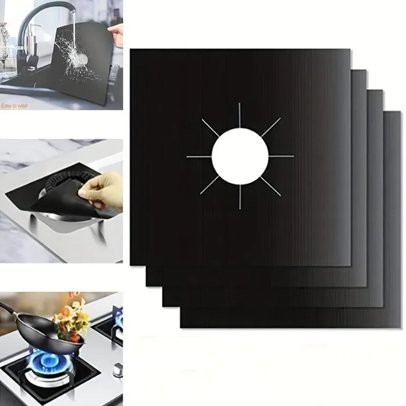 Heat Resistant Gas Stove Burner Covers Non-Stick Teflon Stove Liner Reusable Cuttable Range Protector Mat Kitchen Oil Proof Pad
