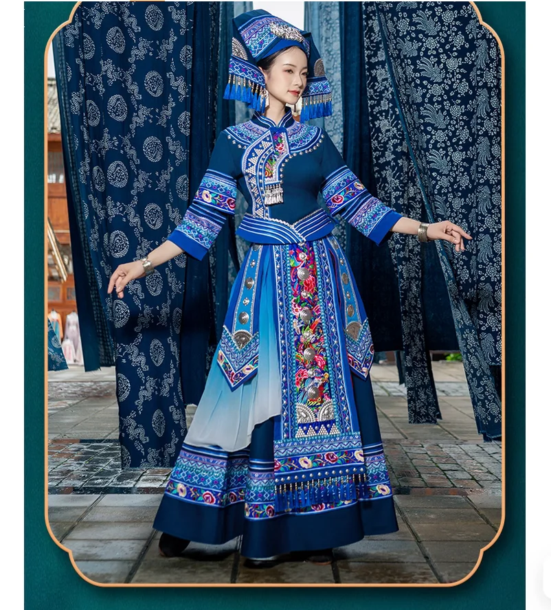 

New Chinese folk clothing women's ethnic performance embroidery long skirt