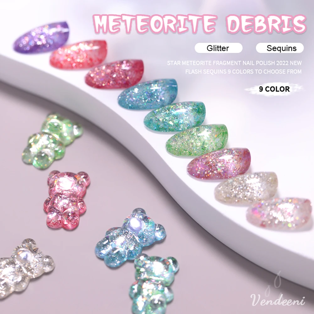 Vendeeni 9 Colors/set Glitter Sequin Gel Nail Polish UV LED Soak Off Shiny Starry Sky Effect Manicure Gel Lacquer Nail Varnish