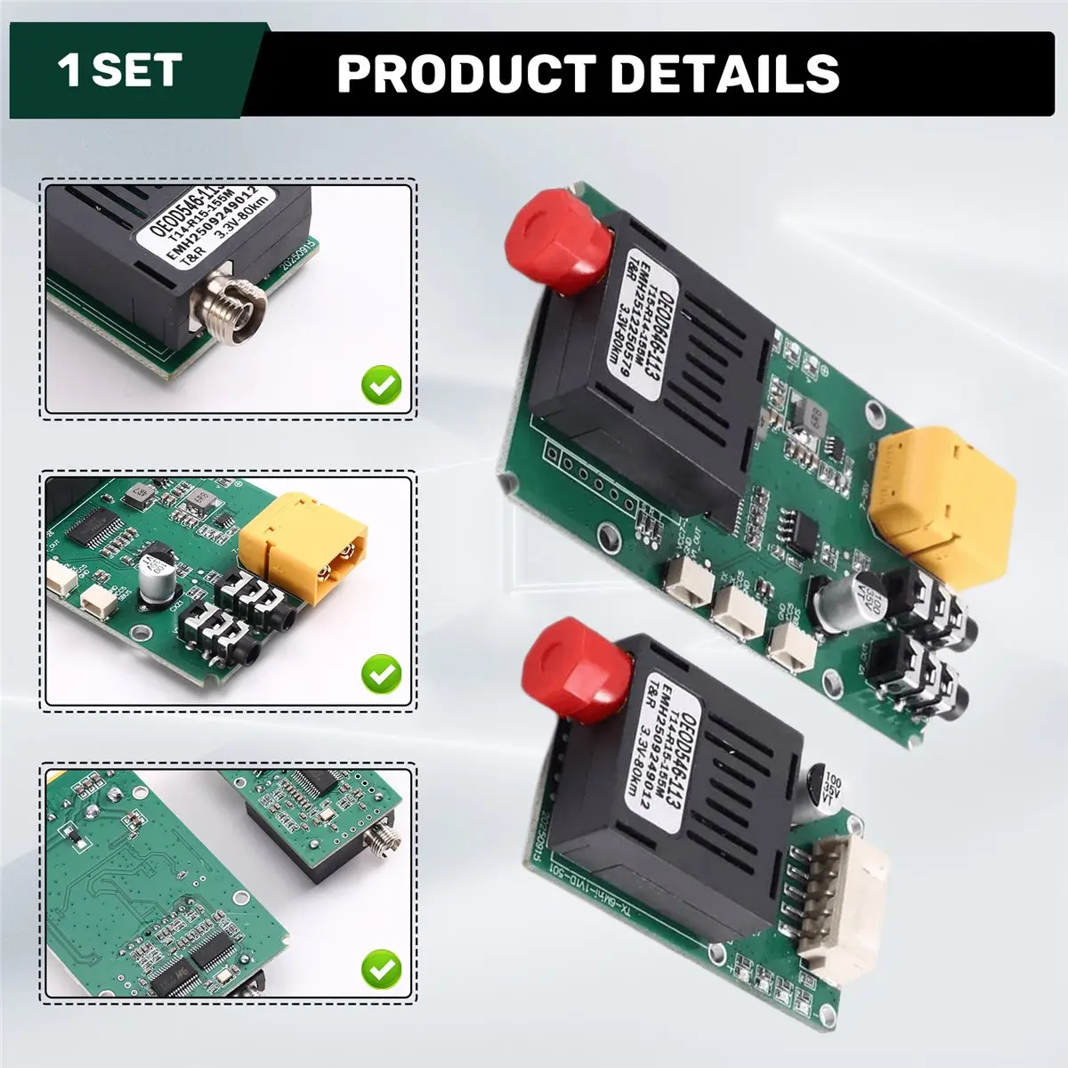 Y1715A*☀▃80KM TTL Optical Transceiver Module Kit TX RX Optical Terminal Equipment Drone-Specific DC 5.5-26V