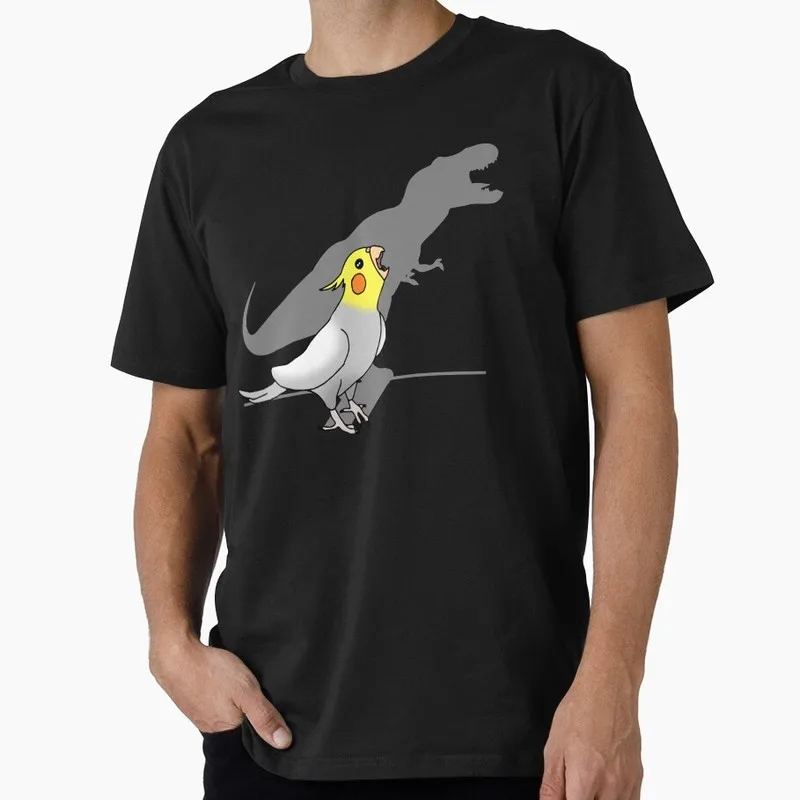 dinosaur shadow 0730 Funny Cockatiel Gift T-shirt Birds T-Rex Shadow Graphic Clothes All Size Tops Unisex Tee S-6XL