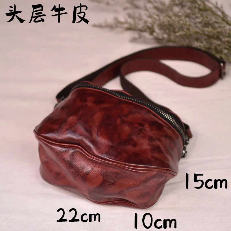 AETOO Ladies vintage pleated craft polishing color to do old thunder layer cowhide crossbody bag large capacity leisure commuter