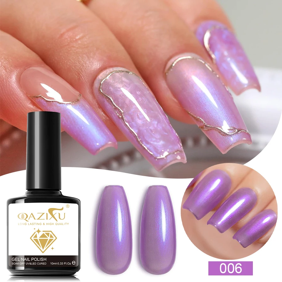 10ML Fioletowy Lakier Hybrydowy do Paznokci z Brokatem, Półtrwały, Usuwany Soak Off, Żele UV do Paznokci, Lakier do Zdobienia Paznokci, Zimowy Salon i Dom