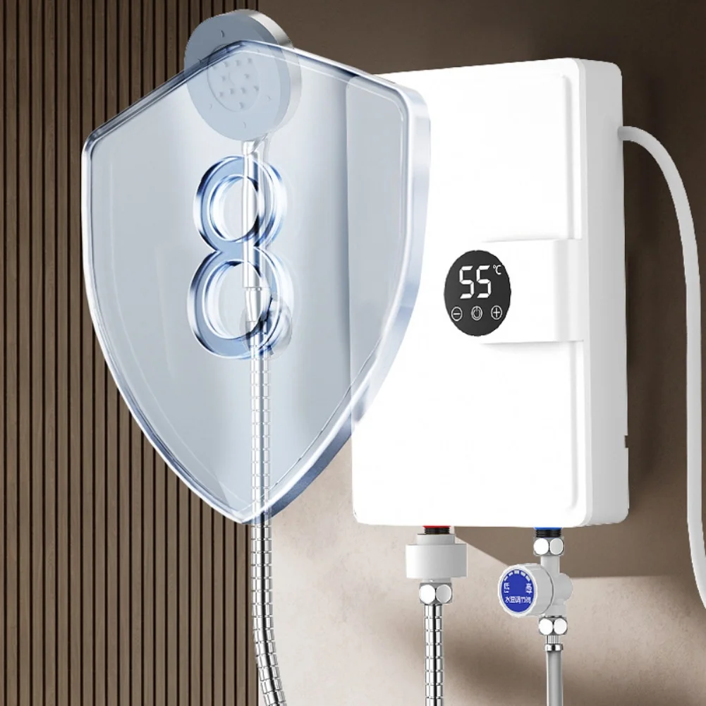 5500W Electric Water Heater for Bathroom Wall Mount with LCD Display Low Pressure Activation and Smart Temperature Control
