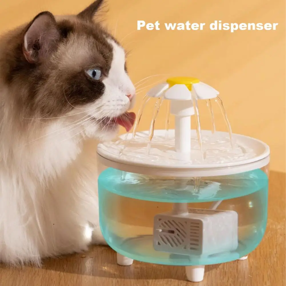 2L Cat Water Dispenser Circulating Filter Fountain Cage Birdbath for Indoor Parrots Lovebirds Cockatiels Detachable Bird Bath