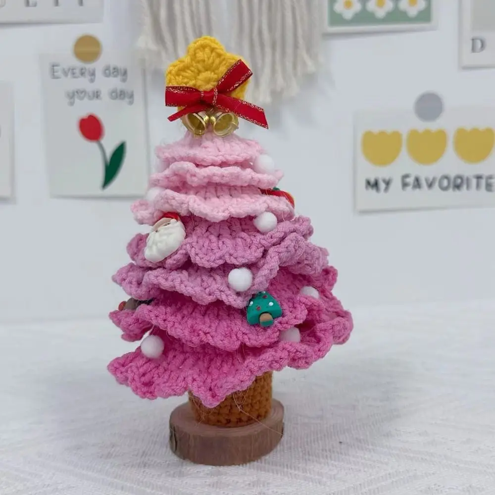 Handmade Crochet Christmas Tree Decor Mini Knitted Flower Plants Pine Christmas Tree Potted Finished Creativity