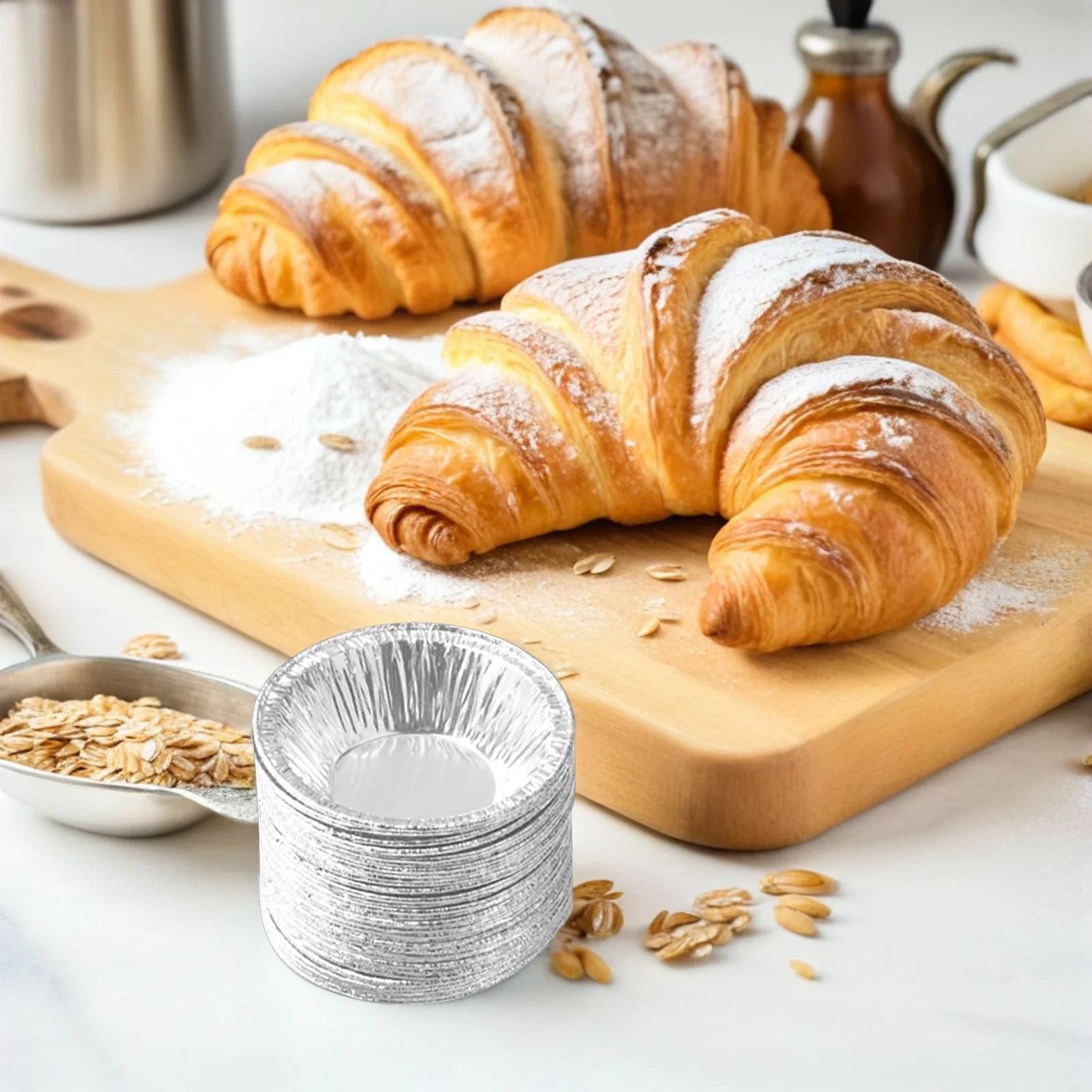 

500Pcs Mini Tart Pans Aluminum Foil Round Egg Tart Molds Disposable Baking Pies Tins Home Cafes Restaurants Mini Pie Tins