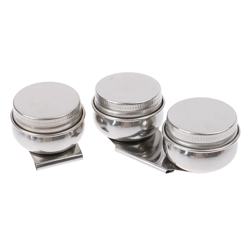 Stainless Steel Paint Palette Single Double Hole Oil Paint Dipper Drum Art Painting Tool