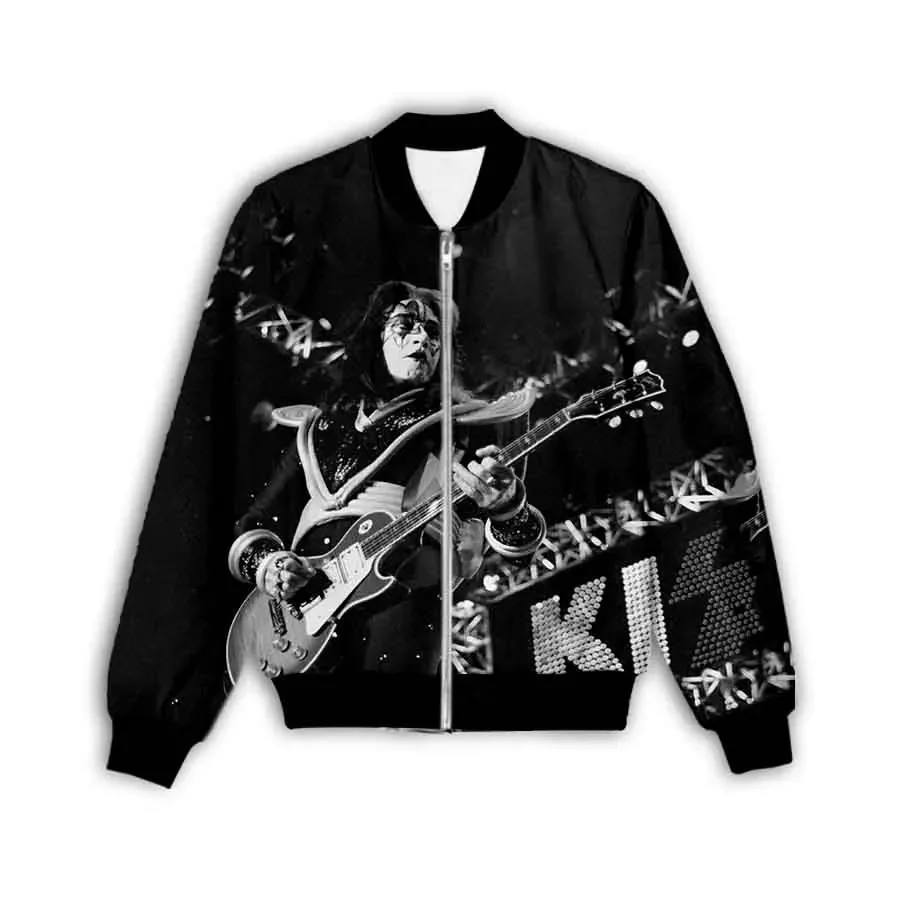 New Fashion Women/Men's 3D Print  Ace Frehley   Zipper Bomber Jackets Men Overcoat Mens Coat Zip Up Jackets    C2