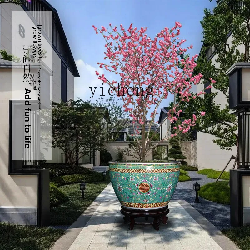 L7-8 ceramic painting tank scroll tank floor-to-ceiling large vase courtyard flower pot fish tank bonsai