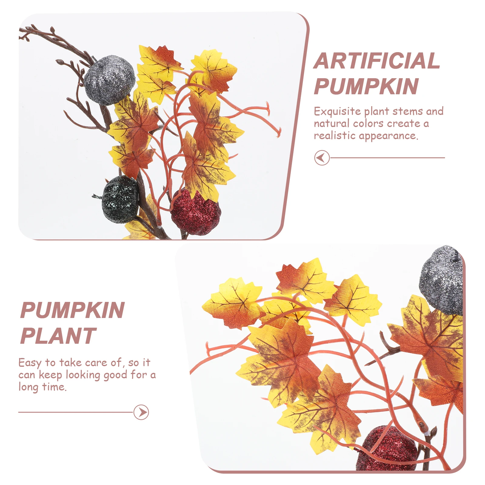 

Artificial Pumpkin Maple Leaves Branch Simulation Realistic Thanksgiving Home Decor DIY Photo Props Pumpkin Decoration