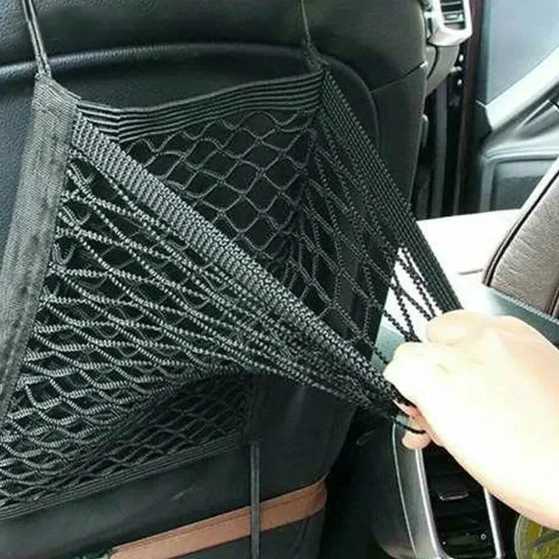 Universal Stretchy Polyester Car Truck Seat Mesh Storage Mesh Bag with Hook Between Seats Storage Bag