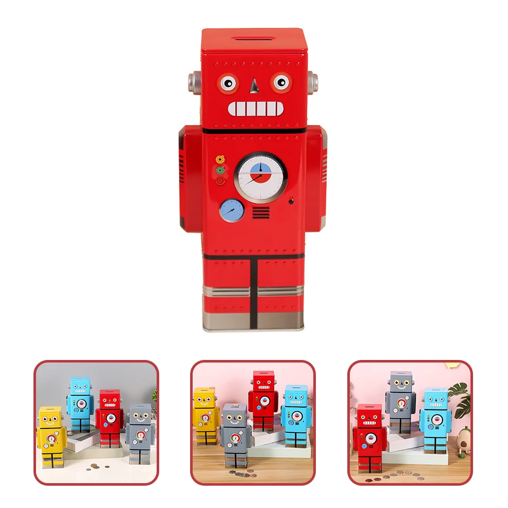 Robot Piggy Bank for Boys Kids Coin Banks Savings Box Metal Red Money Girls Child