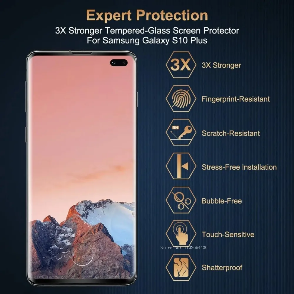 9H Curved Four Sides Glue Tempered Glass Film for Samsung Galaxy S10 + S20 + Plus 5G Screen Protector Glass