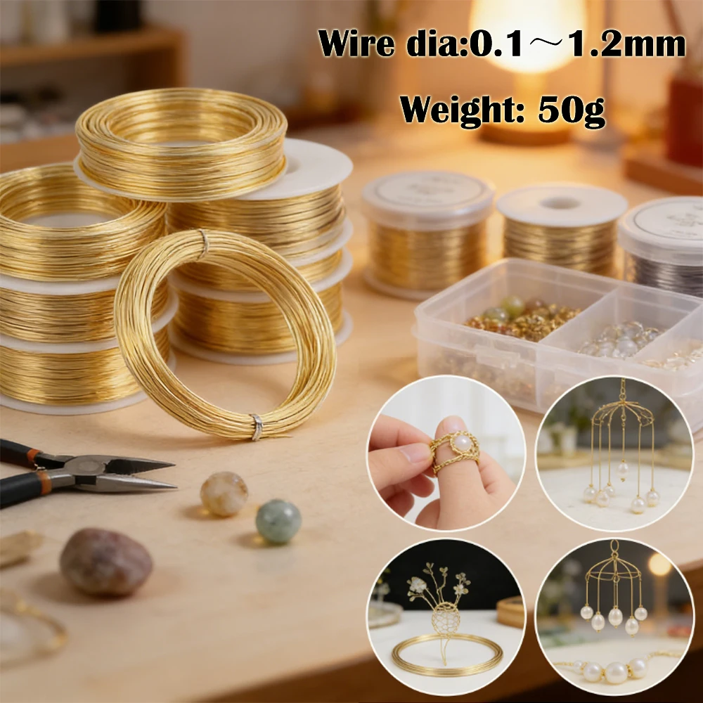 

1PCS 50g Multi-Size Soft Brass Wire 0.1-1.2mm for Beading Wrapping Jewelry Making Coppers Alloy Craft Wire