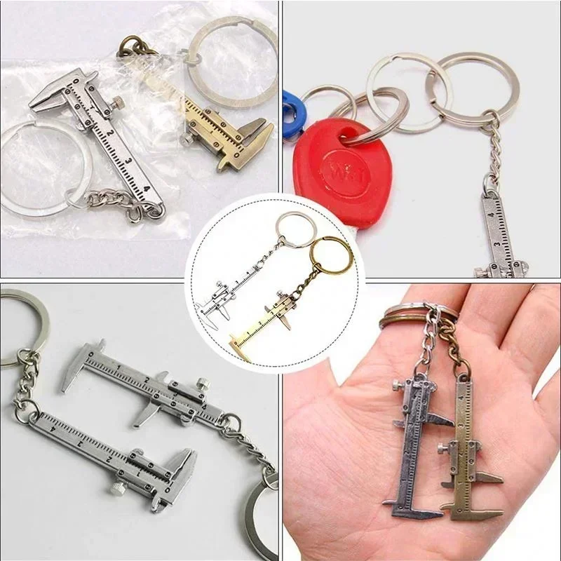 

New Fashion Car Key Mini Vernier Caliper Portable 0-40mm keychain Measuring Gauging Tools Car Turbo key Chain Ring Ruler Caliper