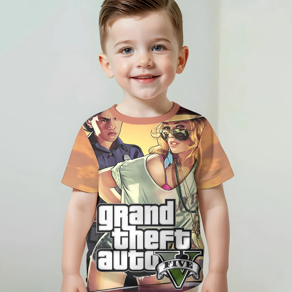 3D Print Game Grands Thefts Auto Baby Clothing 5 to 14 Years Male Outdoor Clothes for Children Boy Girl Child T-Shirt Top Shirts