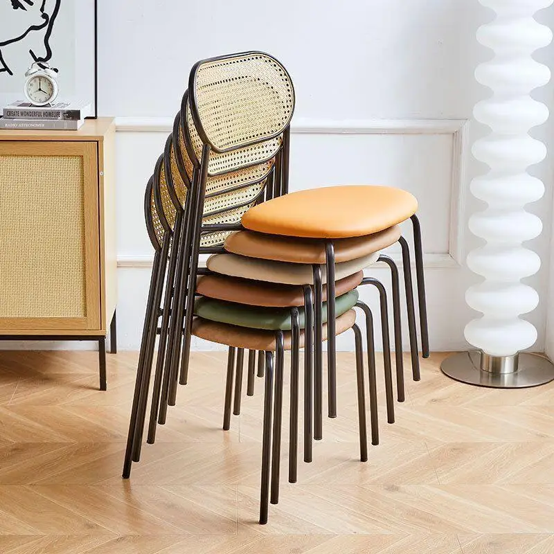 Modern And Minimalist Rattan Woven Dining Chairs For Household Use Designed With Iron Craftsmanship Chair For Dining Tables