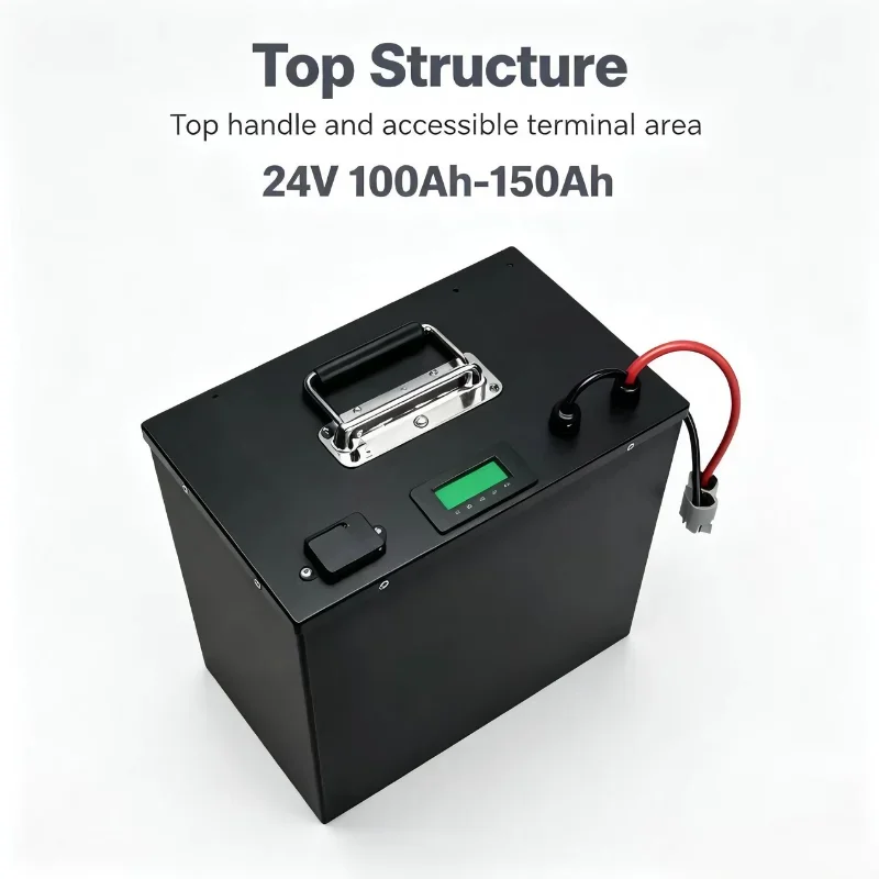 24V LiFePO4 Battery Pack 100Ah 120Ah 150Ah, Built-in 100A BMS Protection, Deep Cycle Rechargeable Lithium Battery for Trolling M