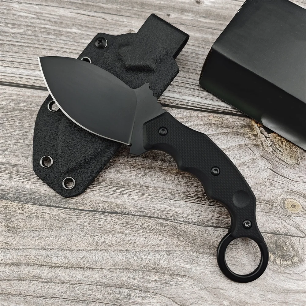 637 Parong Fixed Claw Knife 8Cr13Mov Plain Blade G10 Handles Black Kydex Sheath Camping Hunting Tactical Knives EDC Multitool