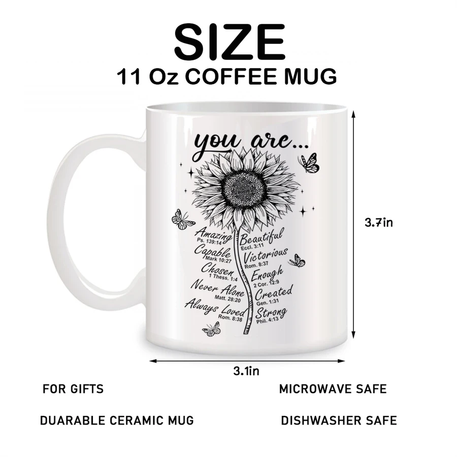 Sunflower Mugs For Women, Her Lady Boss Coworkers Birthday Novelty Coffee Ceramic Tea Cups White 11 oz