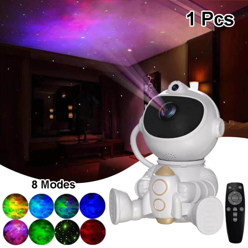 

Astronaut Projection Lamp Night Lights 8 Color Modes Changeable Starry Sky Projector Decorative Light Remoteable for Room Decor