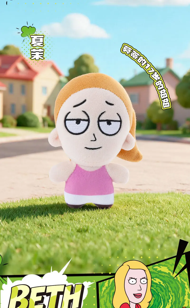 HUGKIS Rick And Morty Plüsch-Anhänger Cartoon Weiche Puppe Rucksack-Hängeornament Sammlerstück Geschenk für Anime-Fans – Detail 3