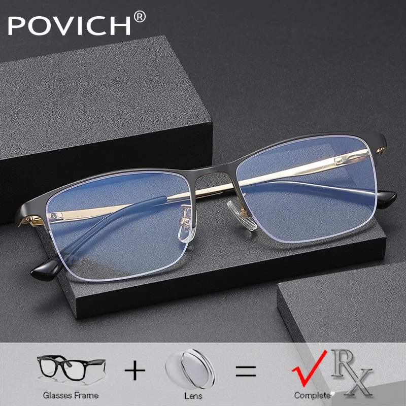 

Semi-Rimless Bifocal Optical Photochromic Eyeglasses Men Titanium Progressive Multifocal Glasses Doctor Prescription Eyewear