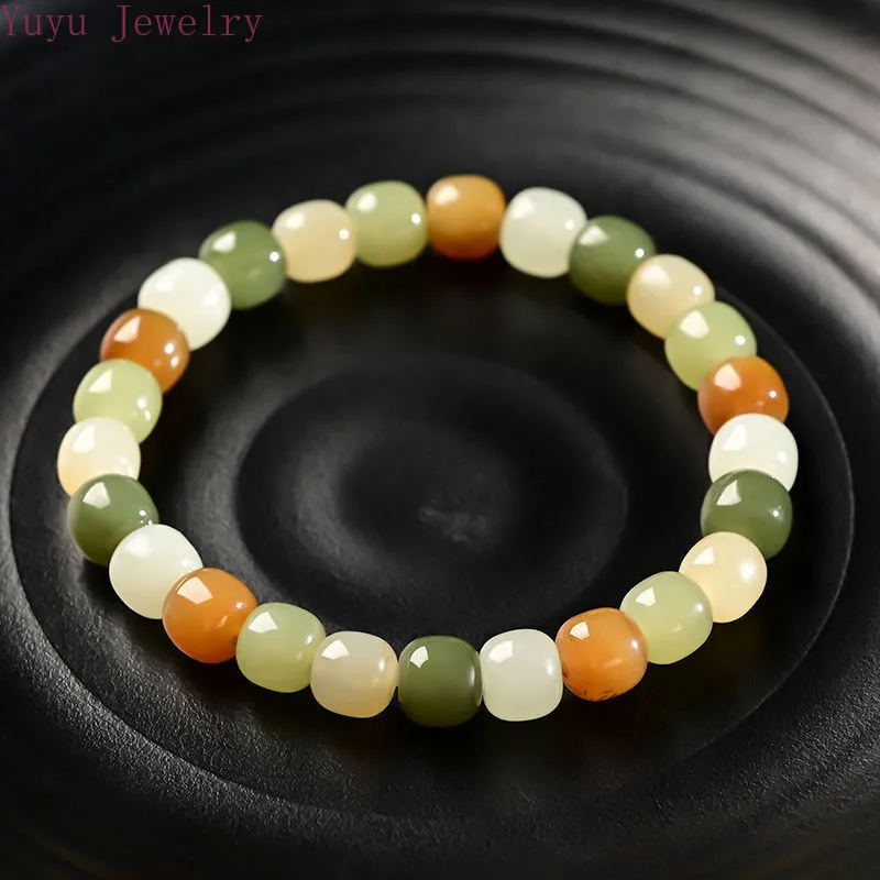 Hetian Jade Colorful Handstrings Gradually Change Color Handstrings Male and Female Jade Bracelets Jewelry Gifts