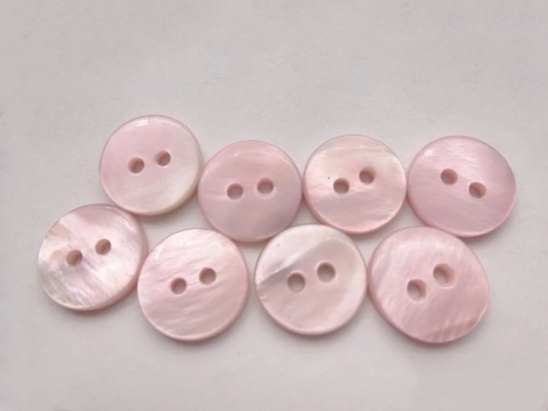 5PC Romantic Pink Round Natural Mother of Pearl Seashell 2-holes Flatback Button DIY Shirt Suit Cufflink Scrapbook Sewing Crafts