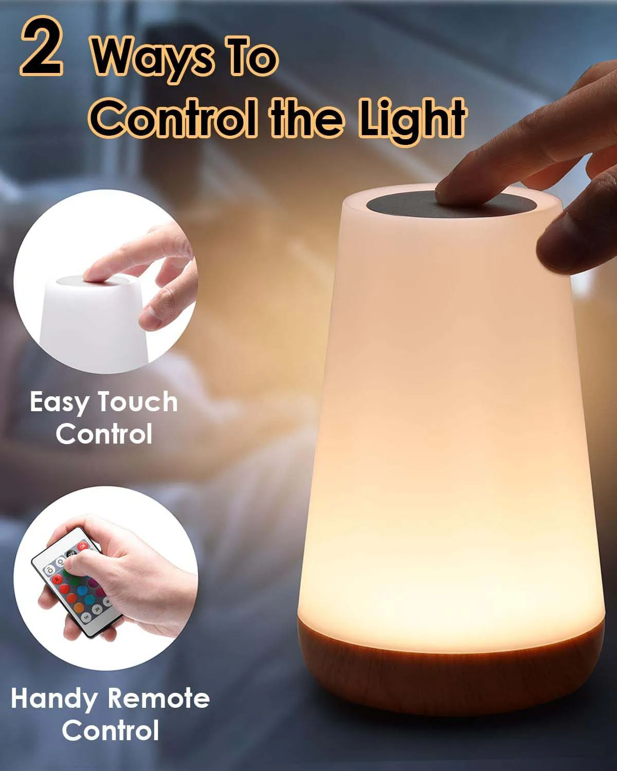 Lámpara LED recargable para mesita de noche, luz nocturna inalámbrica de 13 colores para dormitorio de niños, USB, decoración de ambiente táctil