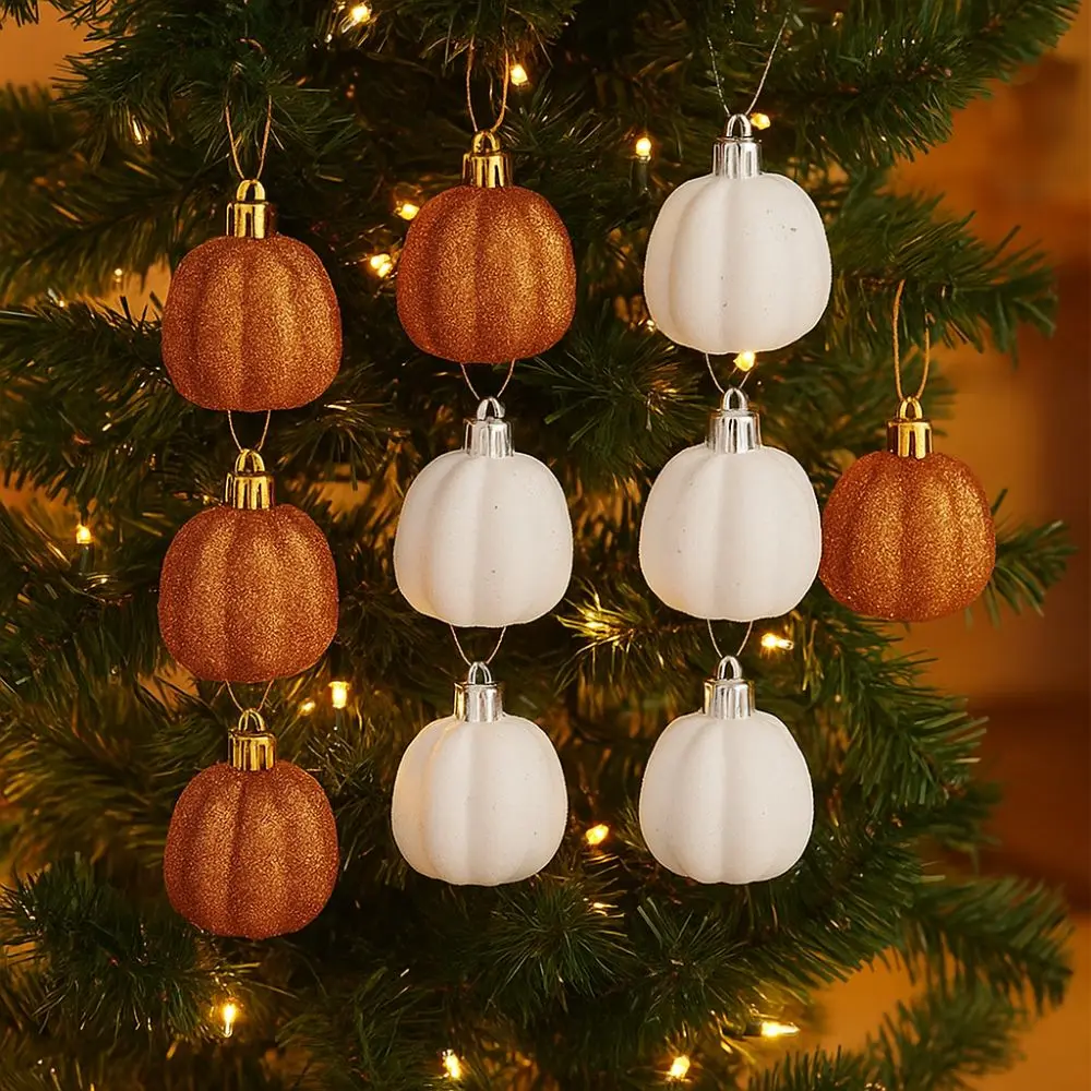 

12pcs Plastic Halloween Pumpkin Pendants Shining DIY Crafts Pumpkin Hanging Ornaments Handmade Thanksgiving Festival Decorative