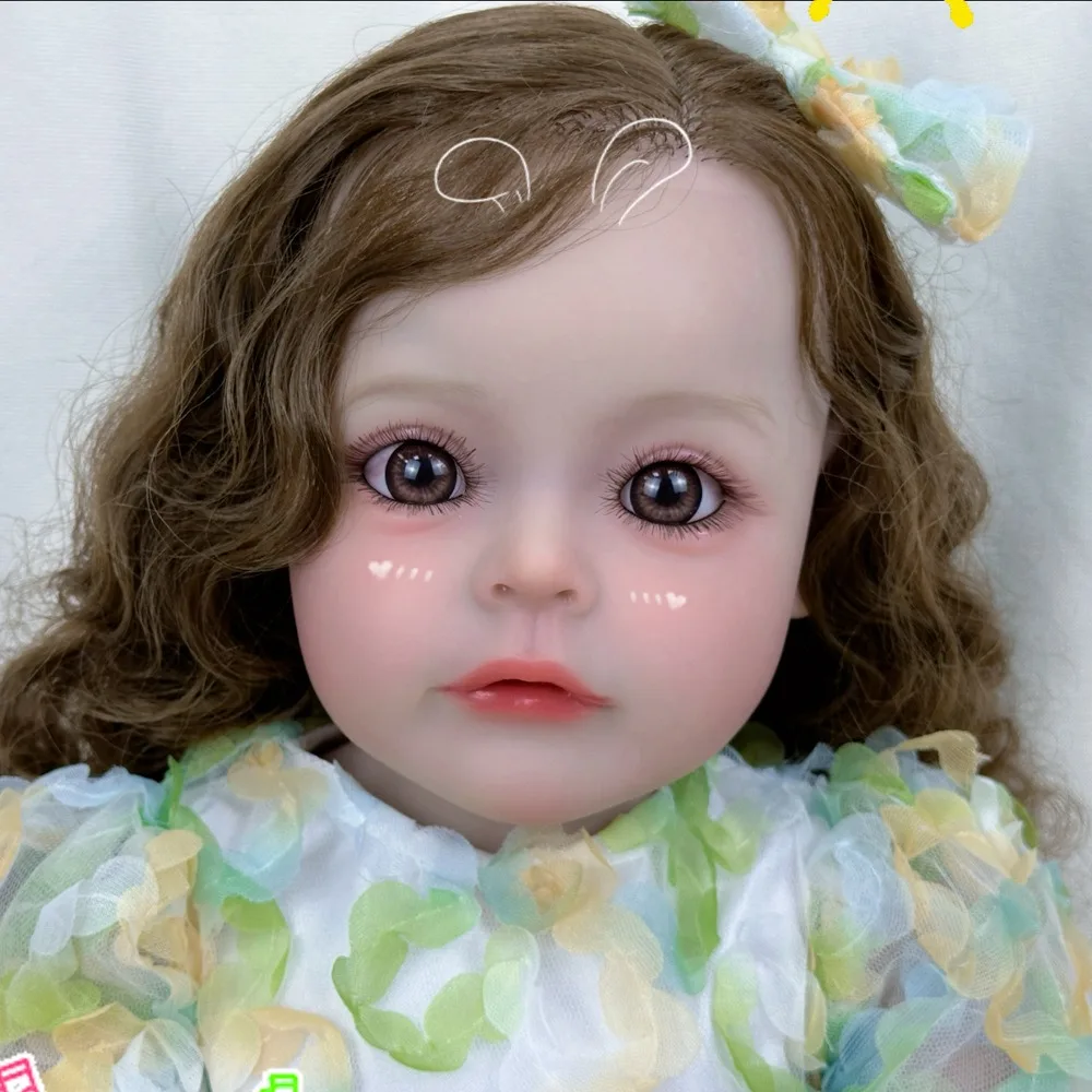 

Новая кукла реборн с длинными волосами для девочек, имитация куклы 22 дюйма, виниловая кукла, детская игрушка-компаньон, подарок для девочки W-2163-1