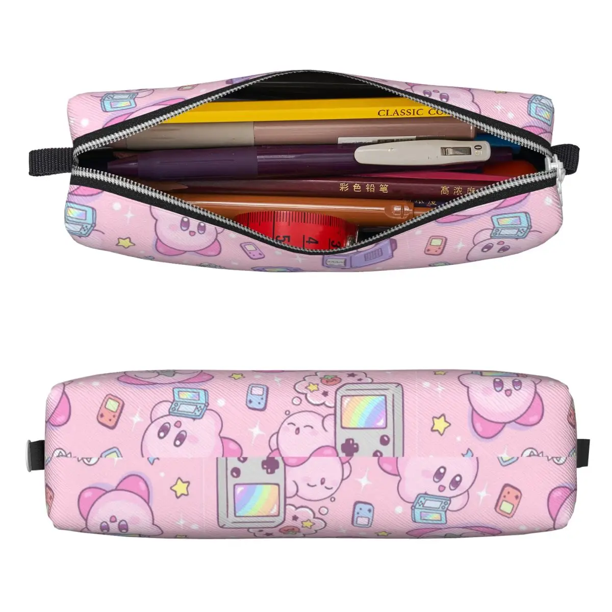 Kirbys Gamer Pencil Case Pencilcases Pen Holder for Girls Boys Big Capacity Pencil Bags Students School Zipper Stationery