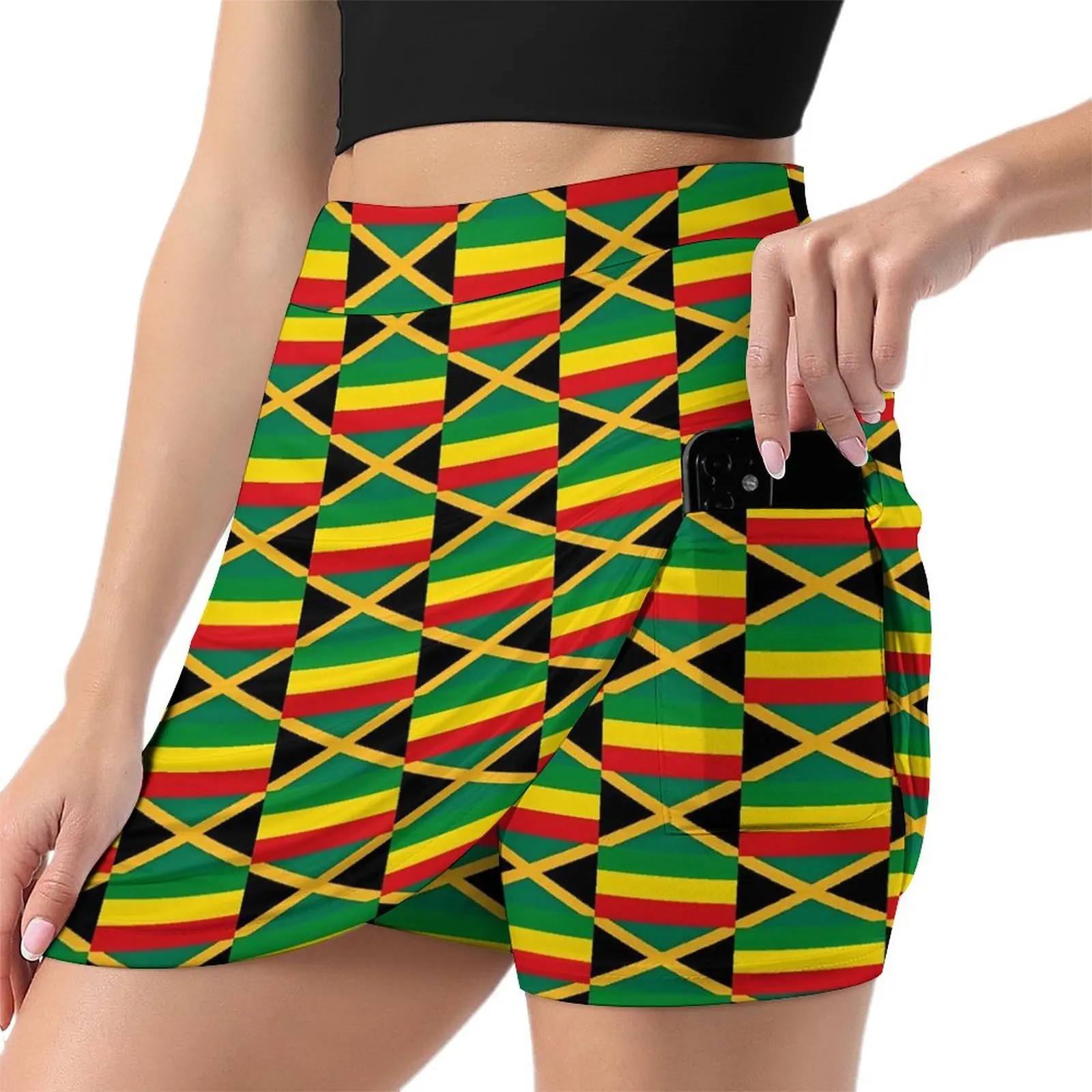 

Jamaica Flag Skirt Women Flag of Reggae Cute Mini Skirts Summer Street Wear High Waist Custom Oversize Casual A-line Skirt