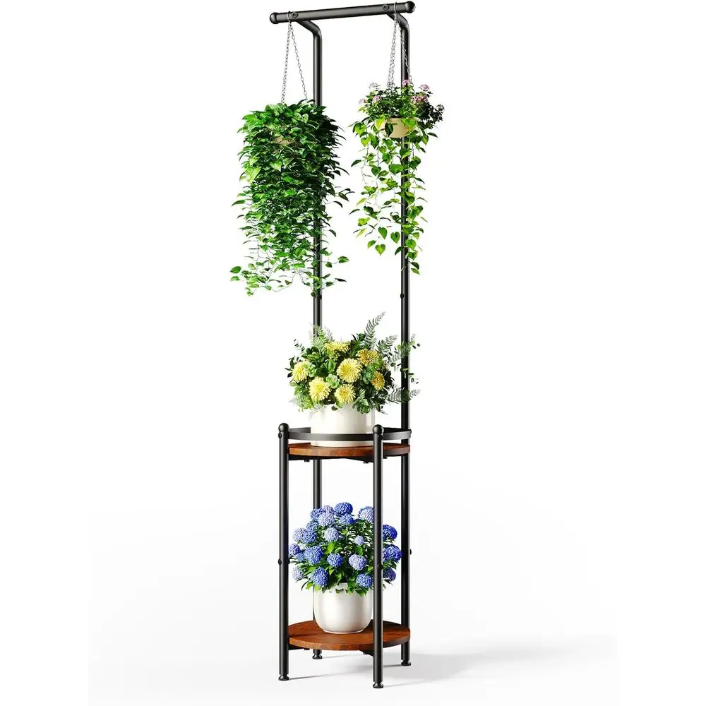 

Plant Stand Indoor Outdoor - Heavy Duty Metal 2-tier Hanging Plant Holder Space-Saving Iron Plant Stands Tall Plant Shel or Livi