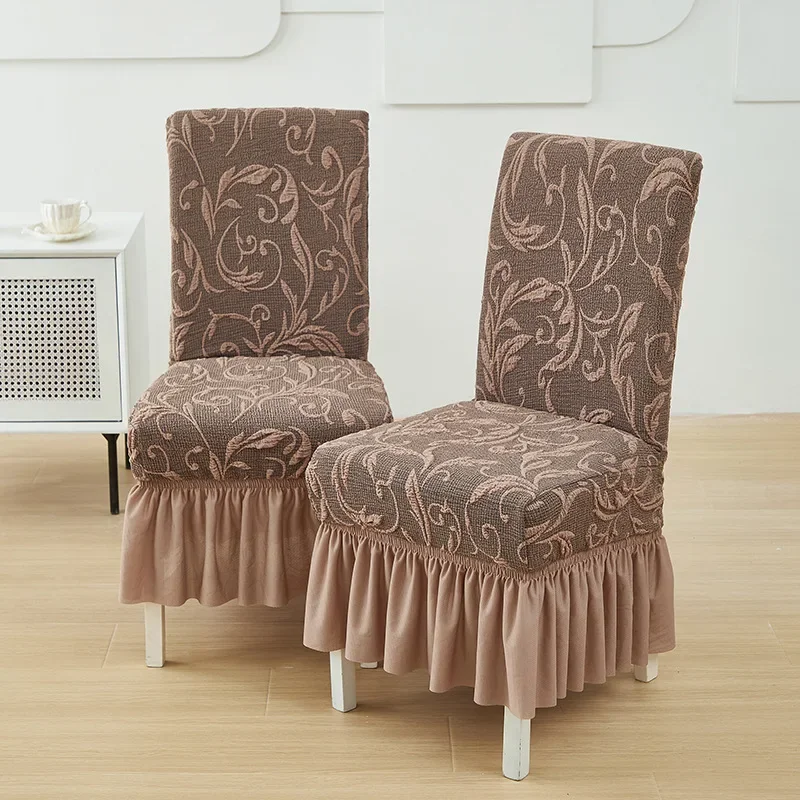 Chair Protective Covers All-inclusive Jacquard Chair Covers Thickened Elastic Integrated Design Easy To Disassemble Skirt Style