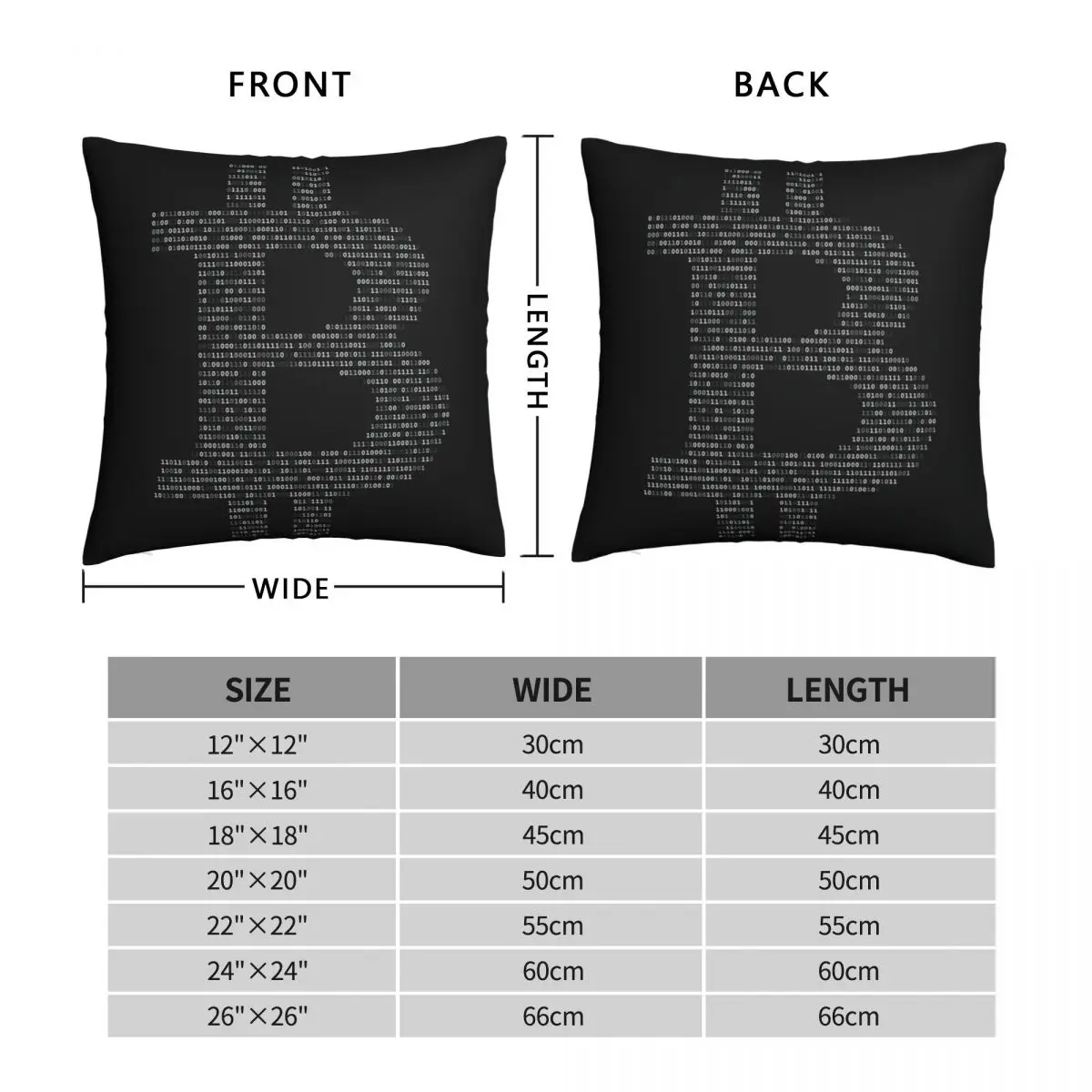 Bitcoin Binary Black Square Pillowcase Polyester Linen Velvet Creative Zip Decor Pillow Case Home Cushion Cover