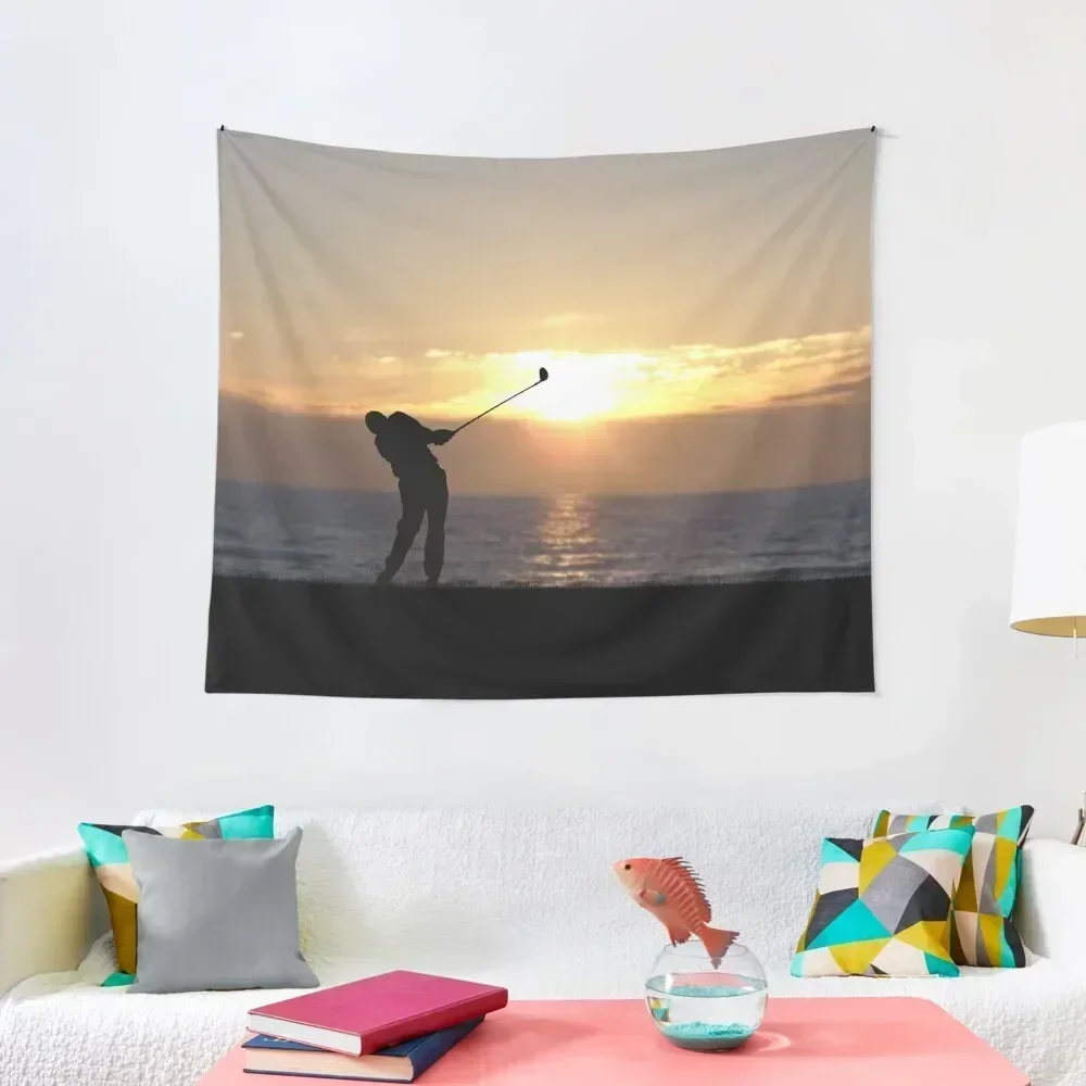 

Playing Golf At Sunset Tapestry Decoration Bedroom Wall Tapestries Tapestry