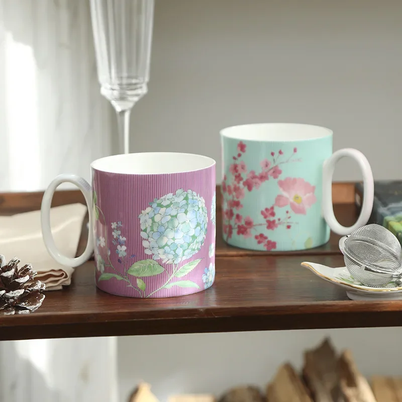 

Blossoms on The Road Bone China Breakfast Mug French Coffee Cup Ceramic Household