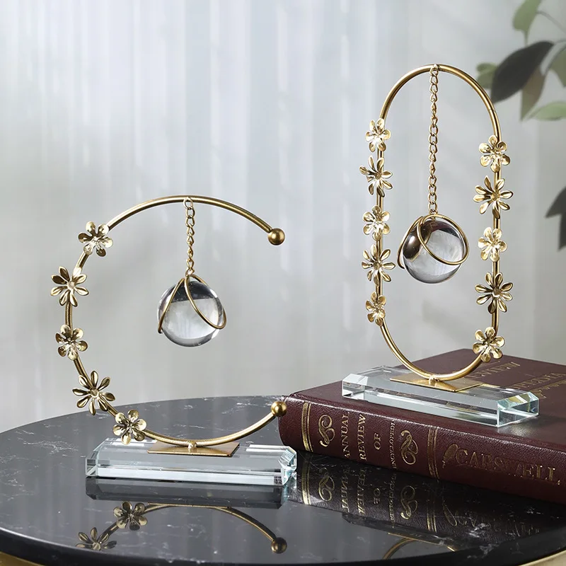 

Creative wreath crystal ball ornament home living room study decoration shop window decoration iron crafts