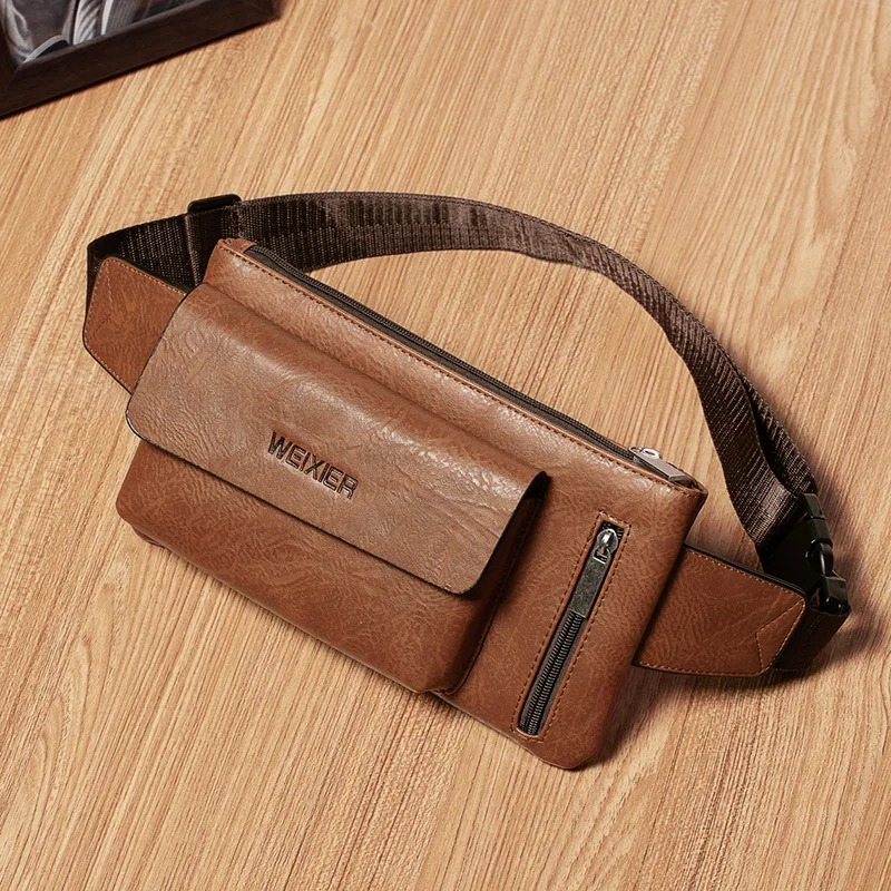 Brand Casual Functional Money Phone Belt Bag Chest Pouch Waist Bags Unisex Pack Sling Bag Leather Hip Bag Crossbody Bags