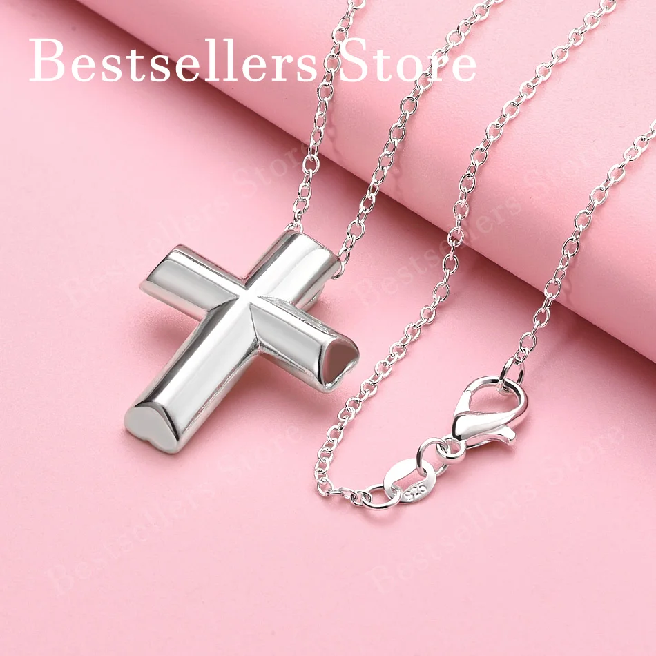 

925 sterling silver 16-30 inch exquisite cross pendant necklace for women's fashion wedding jewelry gifts accessories